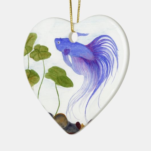 Blue Betta Fish Keramikornament (Links)