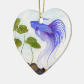 Blue Betta Fish Keramikornament (Links)