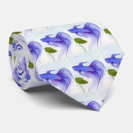 Blue Betta Fish Krawatte (Gerollt)