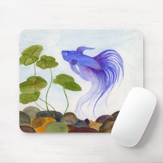Blue Betta Fish Mousepad (Mit Mouse)