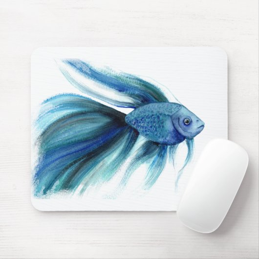 Blue Betta Fish Mousepad (Mit Mouse)