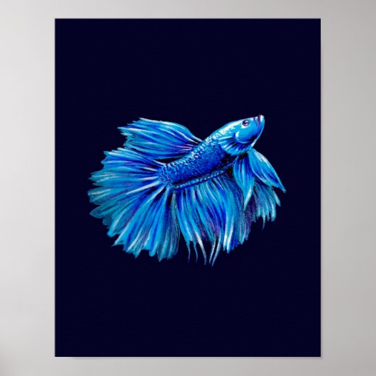 Blue Betta Fish on Navy |Aquarium Lover Poster (Vorne)