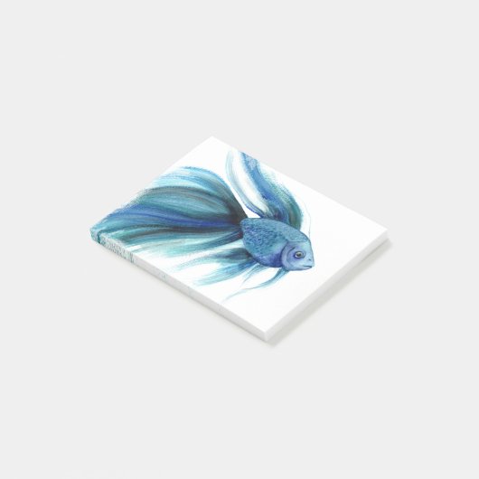 Blue Betta Fish Post-it Klebezettel (angewinkelt)