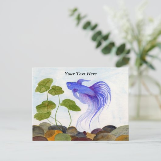Blue Betta Fish Postcard Postkarte (Stehend Vorderseite)