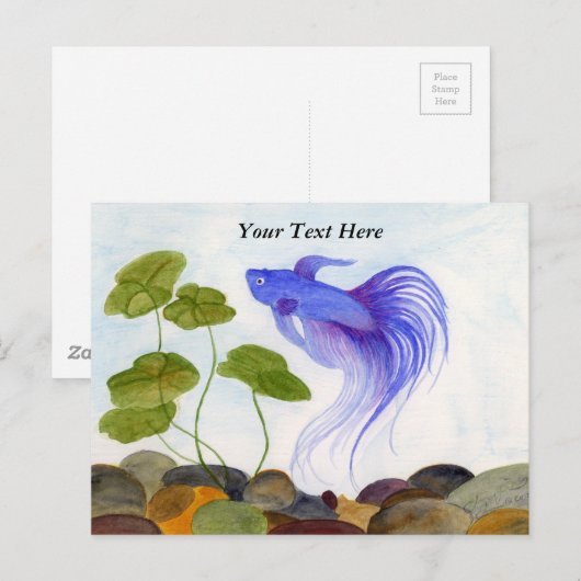 Blue Betta Fish Postcard Postkarte (Vorne/Hinten)
