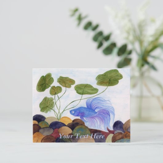 Blue Betta Fish Postcard Postkarte (Stehend Vorderseite)