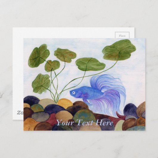 Blue Betta Fish Postcard Postkarte (Vorne/Hinten)