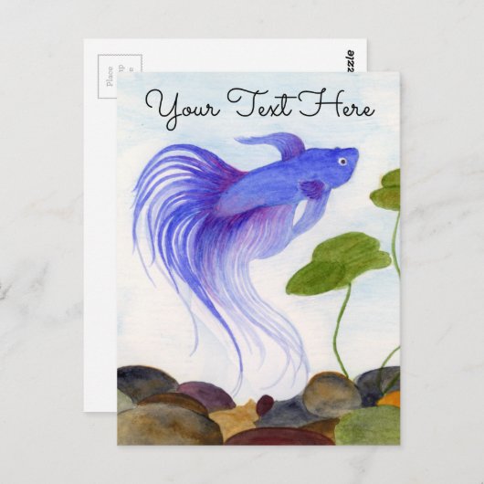 Blue Betta Fish Postcard Postkarte (Vorne/Hinten)