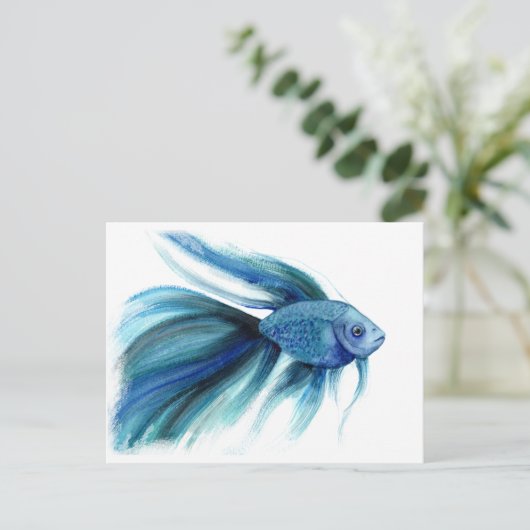 Blue Betta Fish Postkarte (Stehend Vorderseite)