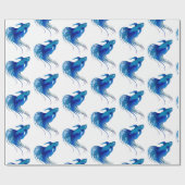 Blue Betta Fish Watercolor Geschenkpapier (Flach)