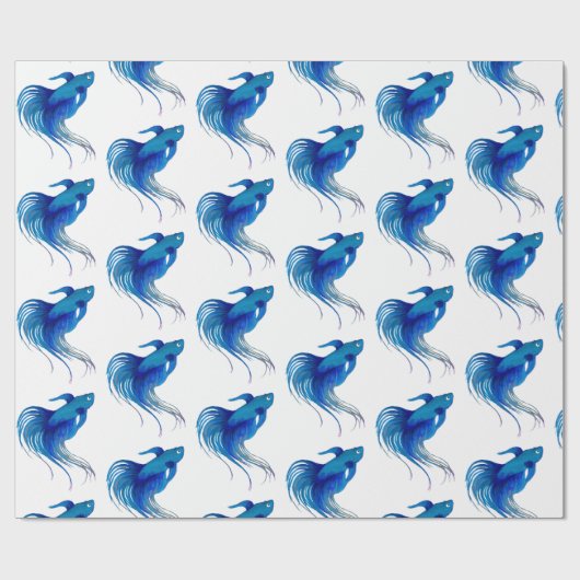 Blue Betta Fish Watercolor Geschenkpapier (Flach)