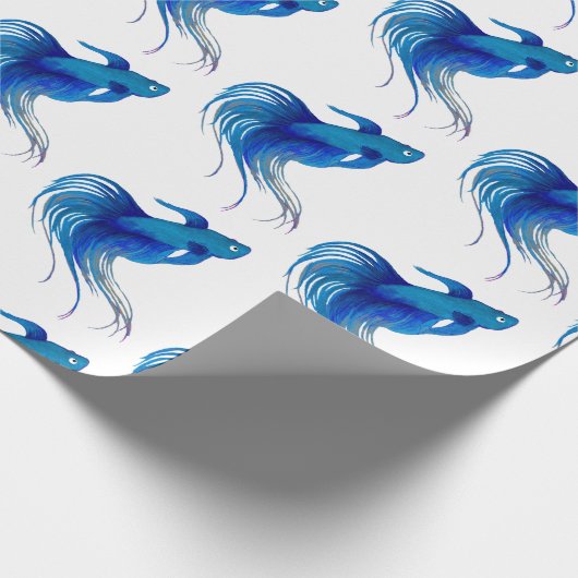 Blue Betta Fish Watercolor Geschenkpapier (Ecke)