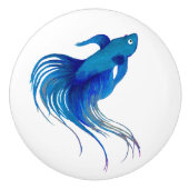 Blue Betta Fish Watercolor Keramikknauf (Vorderseite)