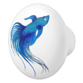 Blue Betta Fish Watercolor Keramikknauf (Rechts)