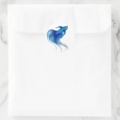 Blue Betta Fish Watercolor Runder Aufkleber (Tasche)