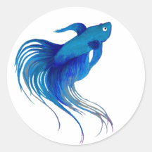 Blue Betta Fish Watercolor