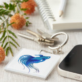 Blue Betta Fish Watercolor Schlüsselanhänger (Vorderseite rechts)