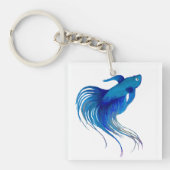 Blue Betta Fish Watercolor Schlüsselanhänger (Vorderseite)