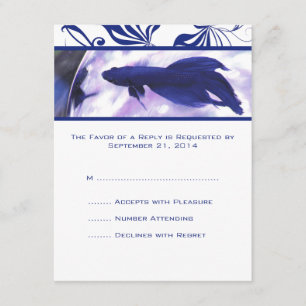 Blue Betta Fish Wedding RSVP Karte