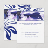 Blue Betta Fish Wedding RSVP Karte (Vorne/Hinten)