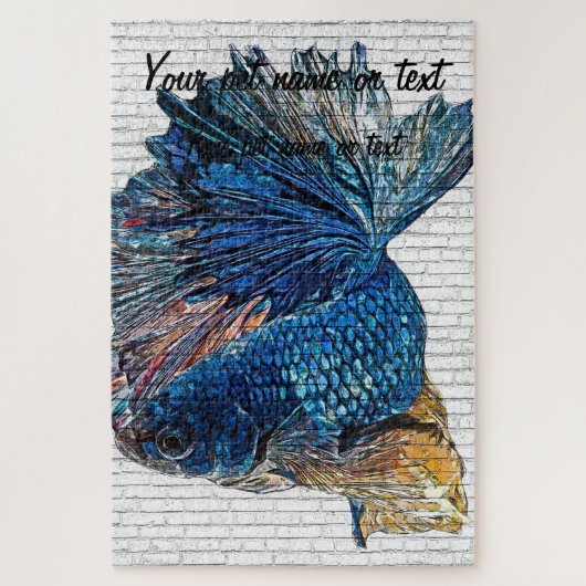 Blue Betta Splendens, Siam Fish Fish - Bric Puzzle (Vertikal)