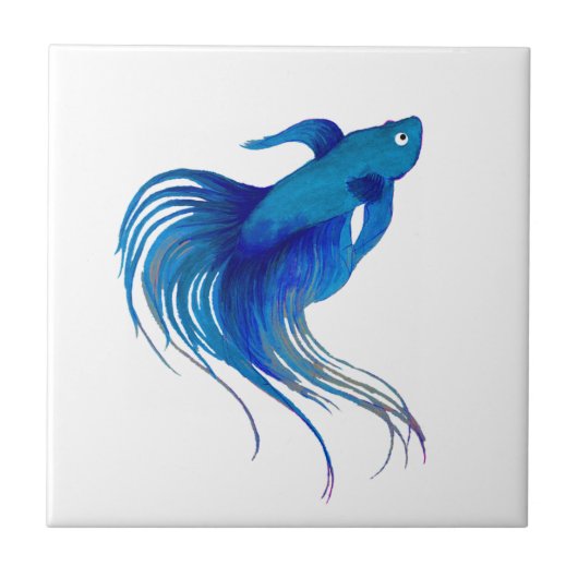Blue Betta Watercolor Fliese (Vorderseite)