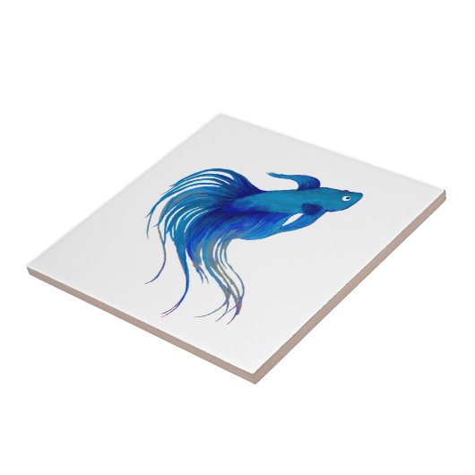 Blue Betta Watercolor Fliese (Seite)