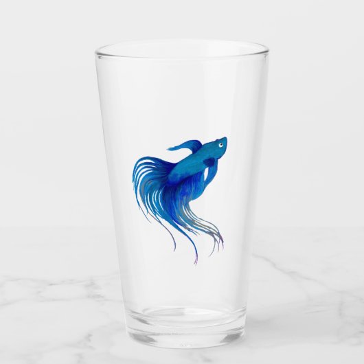 Blue Betta Watercolor Glas (Vorderseite)