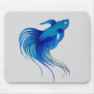 Blue Betta Watercolor Mousepad
