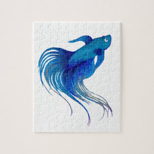 Blue Betta Watercolor Puzzle