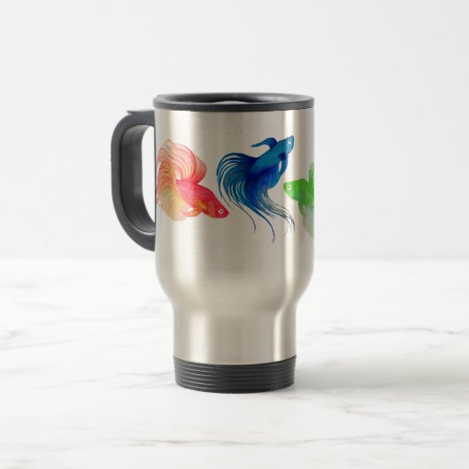 Blue Betta Watercolor Reisebecher (Vorderseite Links)
