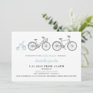 Blue Bicycle Baby Shower Einladung