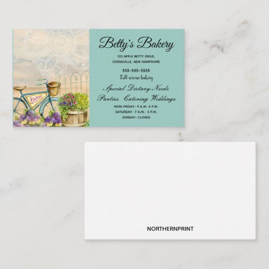 Blue Bicycle Bakery Sign Visitenkarte (Vorne/Hinten)