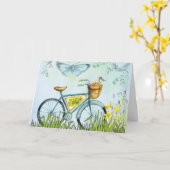 Blue Bicycle Basket Blume & Bird Karte (Gelbe Blume)