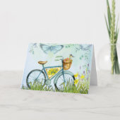 Blue Bicycle Basket Blume & Bird Karte (Vorderseite)
