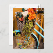 Blue Bicycle Basket Postkarte (Vorne/Hinten)