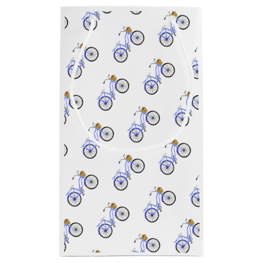 Blue Bicycle Basket Preppy Summer Vacation Fun Kleine Geschenktüte (Rückseite)