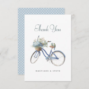 Blue Bicycle Bohemisch Floral Watercolor Wedding Dankeskarte