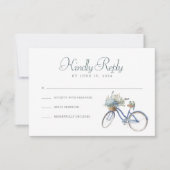 Blue Bicycle Bohemisch Watercolor Wedding RSVP Car (Vorderseite)