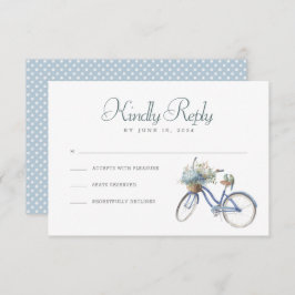 Blue Bicycle Bohemisch Watercolor Wedding RSVP Car