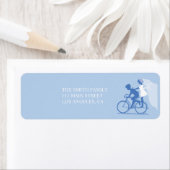 Blue Bicycle Couple Wedding Return Address Label (Insitu)