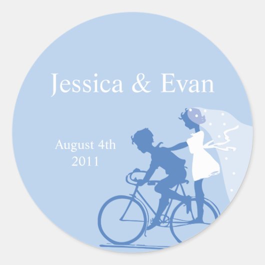 Blue Bicycle Couple Wedding Sticker (Vorderseite)
