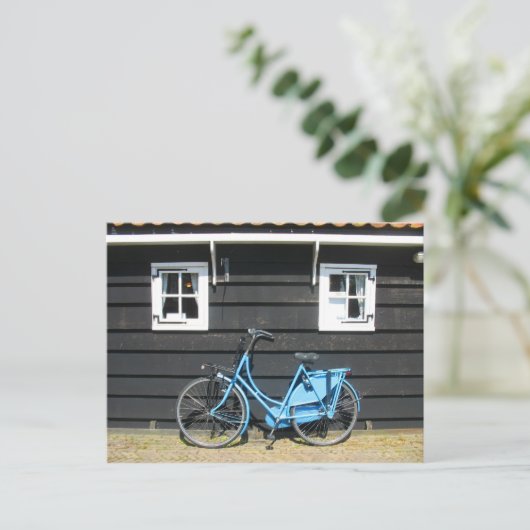 Blue Bicycle Dutch House in Holland Postcard Postkarte (Stehend Vorderseite)