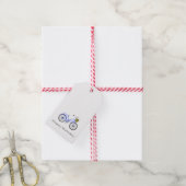 Blue Bicycle Happy Birthday Blume Basket Spaß Geschenkanhänger (Mit Garn)