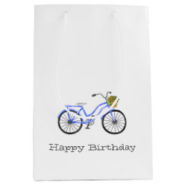 Blue Bicycle Happy Birthday Blume Basket Spaß Mittlere Geschenktüte