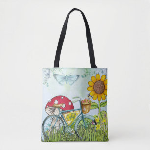 Blue Bicycle Niedlich Butterfly Tasche