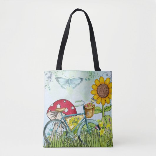 Blue Bicycle Niedlich Butterfly Tasche (Vorderseite)