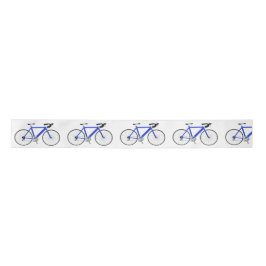 Blue Bicycle on White Satin Ribbon Satinband