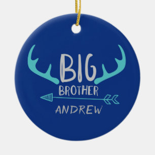 Blue Big Brother Antler Personalisiert Arrow Keramik Ornament