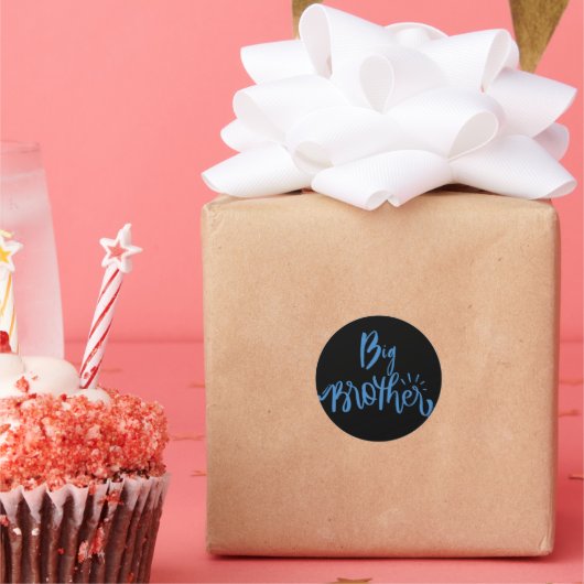 Blue Big Brother Geschwisttypografie Wrapping Pape Runder Aufkleber (Party)